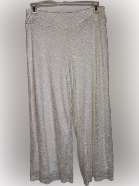 Cato Pants - Cato Wide Leg Lace-Overlay Pants in Ivory